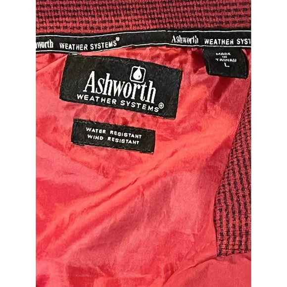 Men’s Ashworth Size L Weather Systems Golf Short Sleeve Pullover Red Windbreaker - Picture 3 of 11
